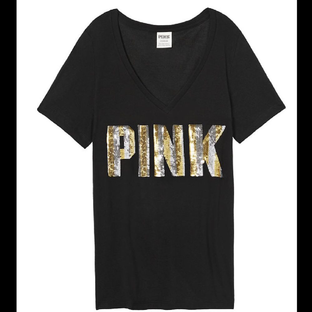 Pink Bling SS V-Neck Tee Size Medium